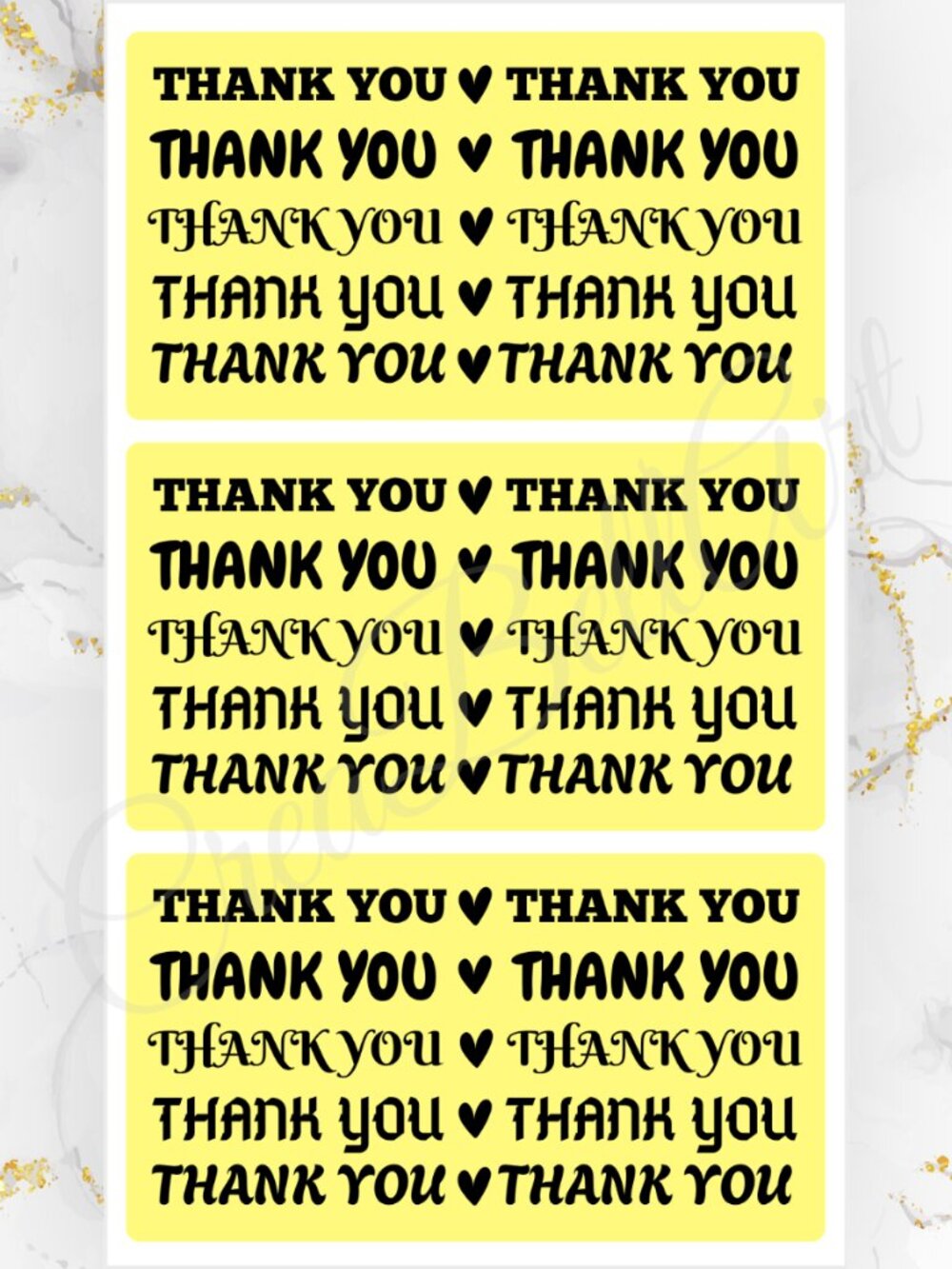 100 thermal Thank you Stickers 2.25" x 1.25" Rectangle